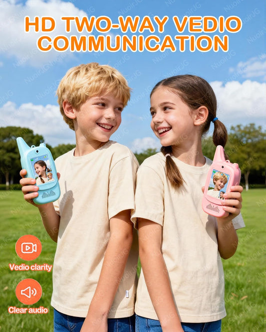 Walkie Talkie for Kids with Video: 2 Pack (Blue+Pink),Long Range Walkie Talkies with Screen&HD Camera&4 Voice Effects,Gift Toys for Boys&Girls Ages 3-12 for Outdoor Play,Camping,Travel,Hiking