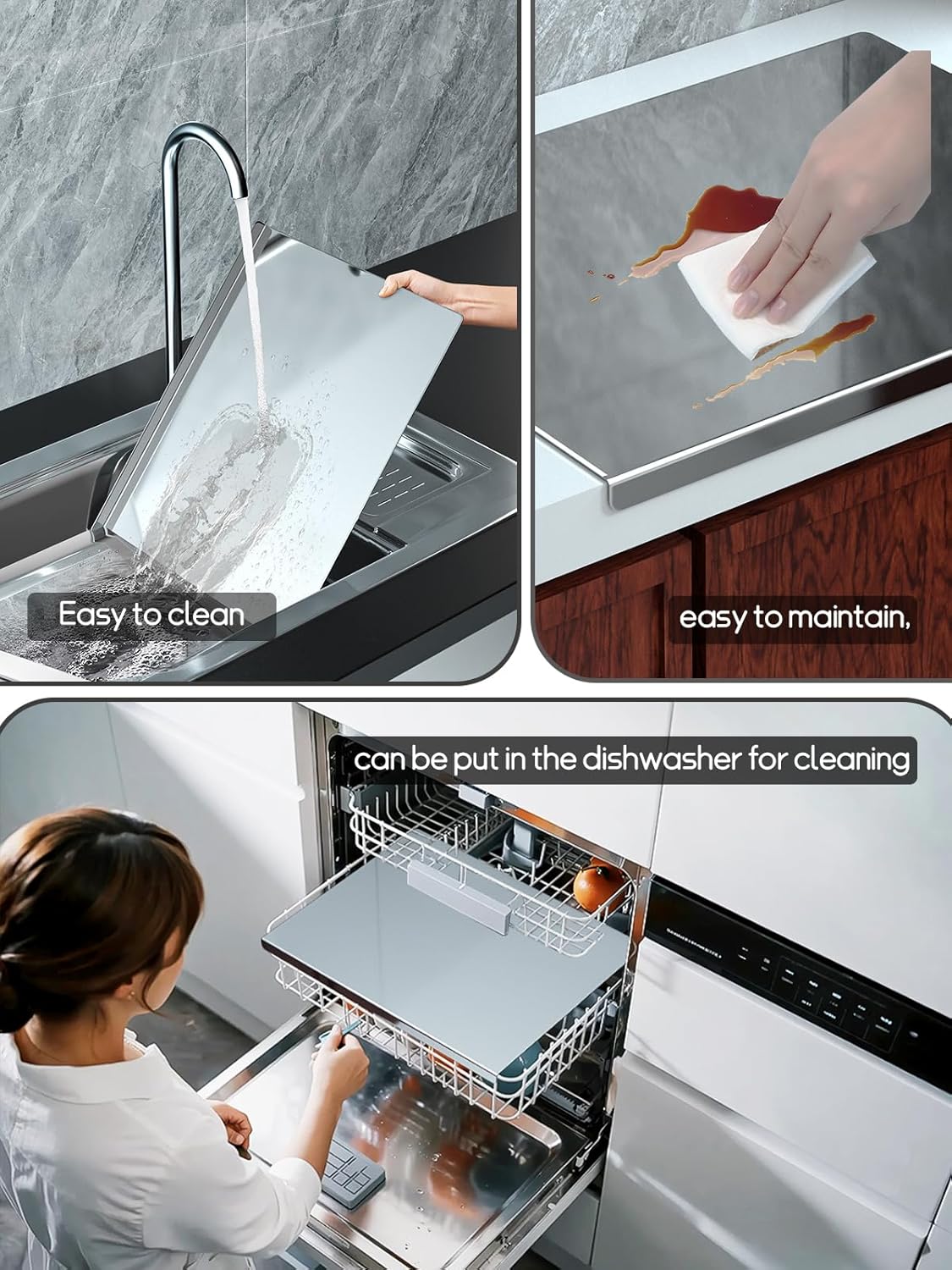 Titanium Cutting Boards for Kitchen，Titanium Cutting Board Large， Dishwasher Safety, Easy to Clean, Cutting Boards Non Toxic, Non Slip&Low Noise Chopping Board(19.6 * 15.3)