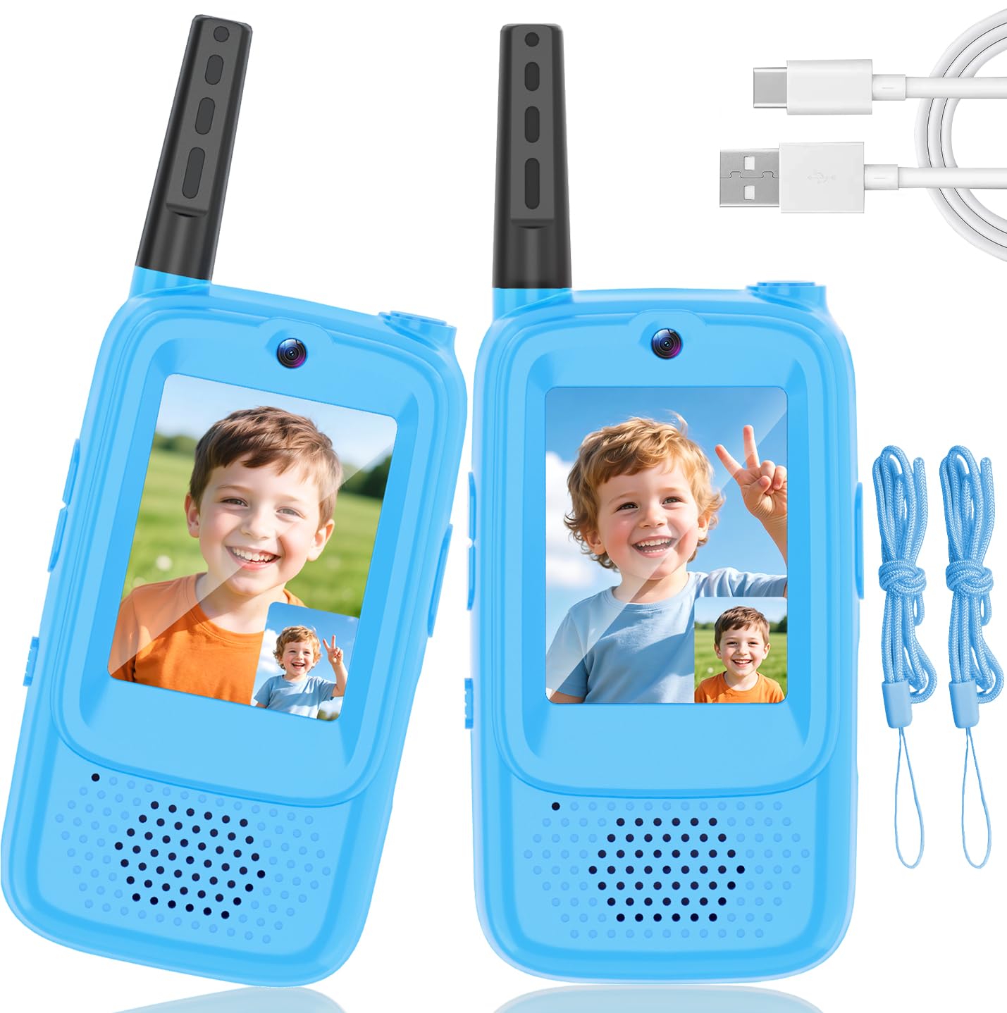 Video Walkie Talkies for Kids, 2 Pack Rechargeable Kids Walkie Talkies Long Range Outdoor Christmas Birthday Toddler Toys Gifts for 3-12 Year Old Boys Girls for Outside, Camping, Travel, Hiking, Pink