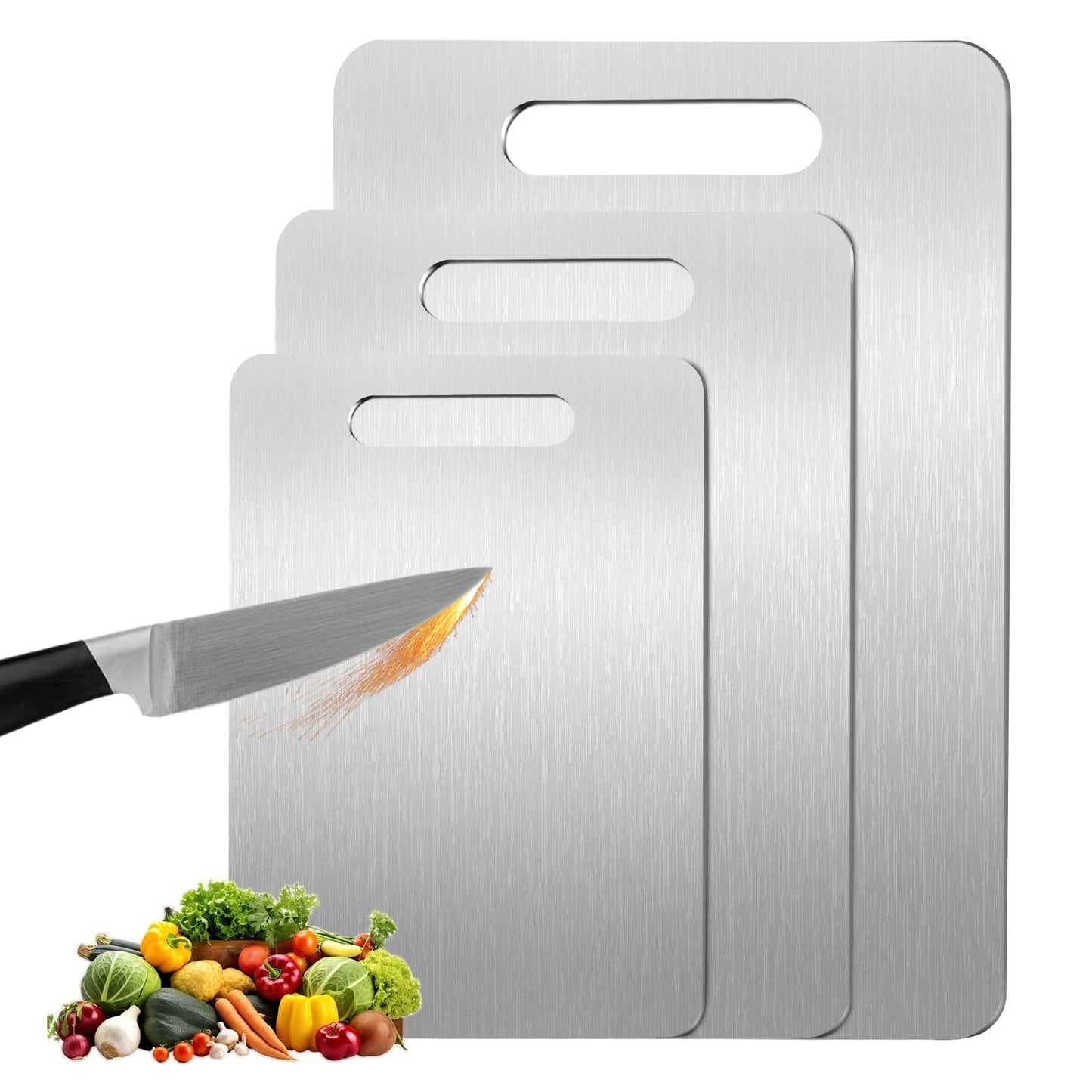 100% Pure Titanium Cutting Board - 15x11 Inch Non-Slip Kitchen Chopping Board, Dishwasher Safe, Scratch Resistant, Easy to Clean, Durable & Hygienic