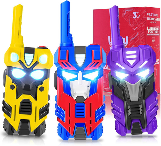 Transform Toys Walkie Talkies for Kids, 3 Pack with Cool Light-Up Eyes & 2500 FT Range, Outdoor Camping Toys, Birthday Gifts for Boys Girls Ages 3-12